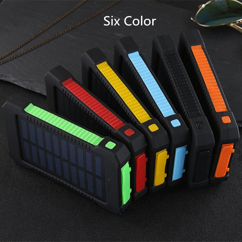For Smartphone with LED Light Solar Power Bank Waterproof